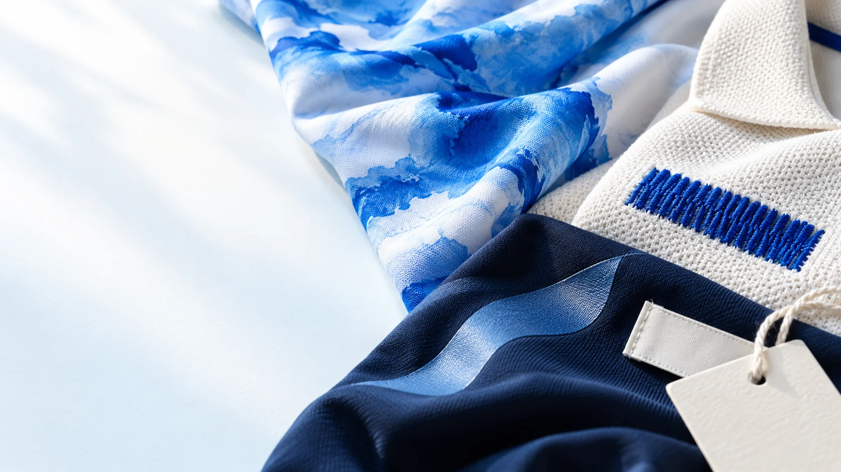 Concept close-up of fabric printing and garment finishing